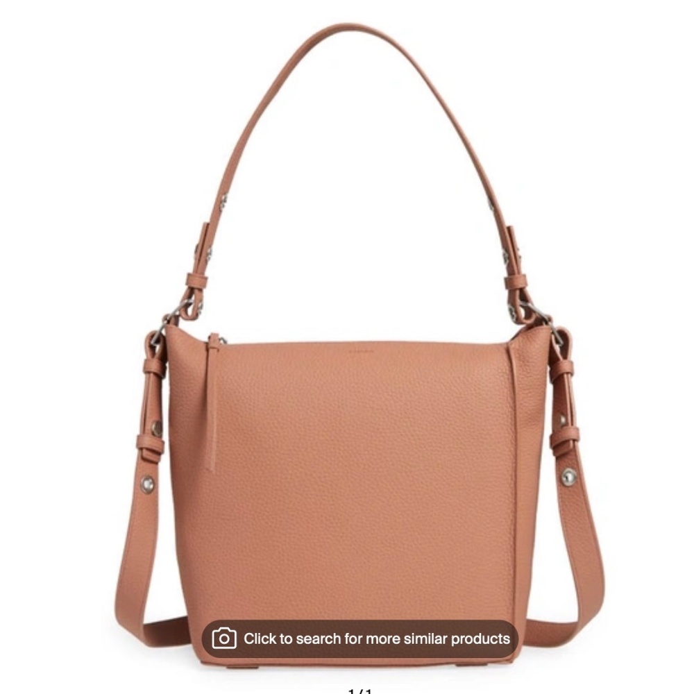 All Saints Kita leather cross body bag or top carry bag, terracotta pink